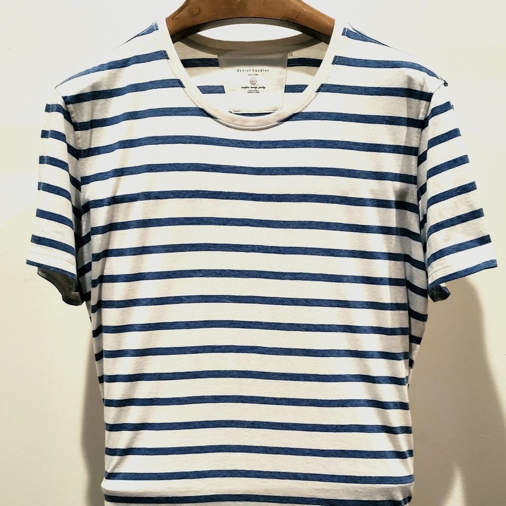 Daniel Buchler NY Blue Striped Crew T-Shirt XL